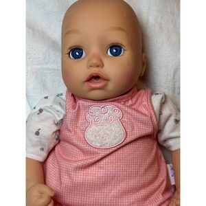 Baby Born‎ Interactive Doll Blue Eyes Pink Gingham Outfit Water Play